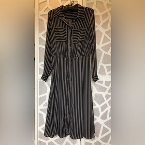 Striped shirt dress with flowy skirt